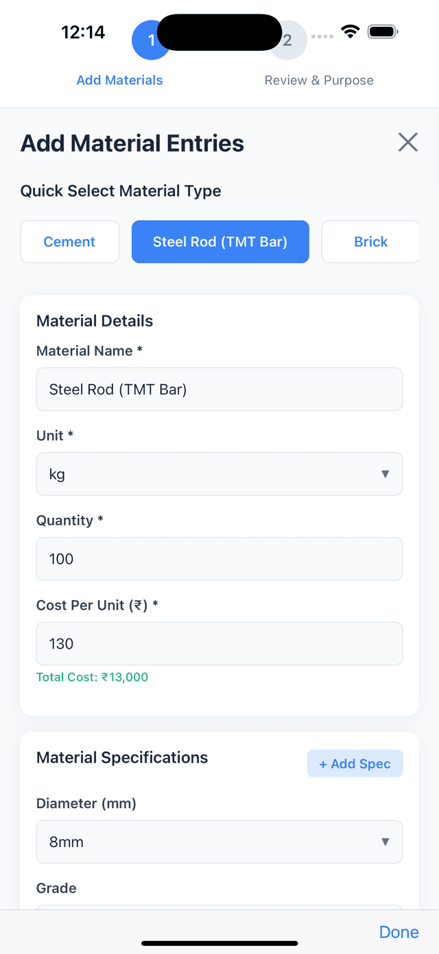 Equipment & Material Tracking